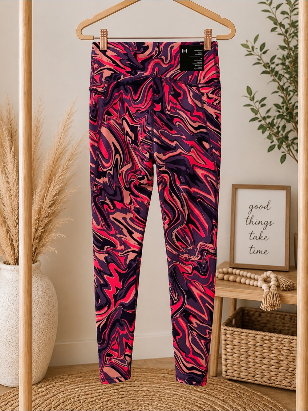 Under Armour Purple and Pink Swirl Compression Leggings NWT